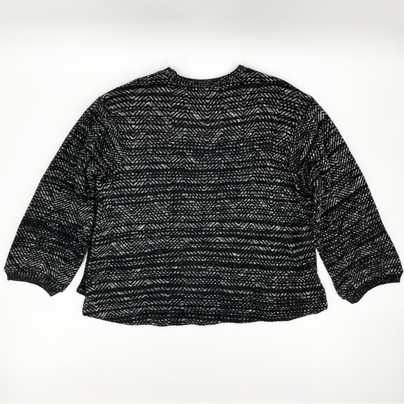 Lucky Brand Black & White Embroidered Boxy High-Low Pullover Crewneck Sweater - Picture 3 of 9